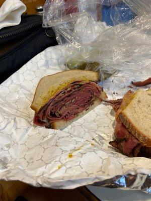 Delicious pastrami sandwich