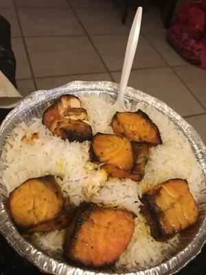 Salmon over rice