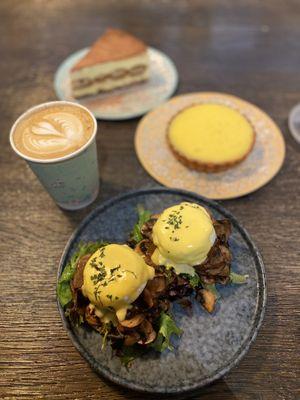 Yellow Lemon Tart Mushroom Benedict