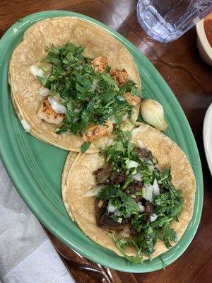 Shrimp and lengua street tacos - the lengua was excellent