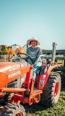 Taking a break from the hay rides at the 3 Sisters Greenhouse + Pumpkin Patch.