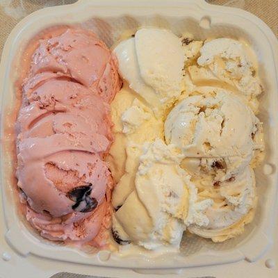 Black cherry, rum raisin and butter pecan