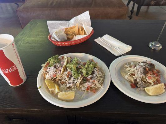 Fried Fish Tacos Ensenada style & fried scallop taco .. huge tacos