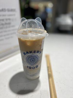 black sesame mochi bubble tea