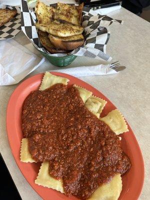 Beef Ravioli with 8" Garlic Bread