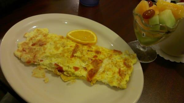 Pepperoni, cheese, onion omelet