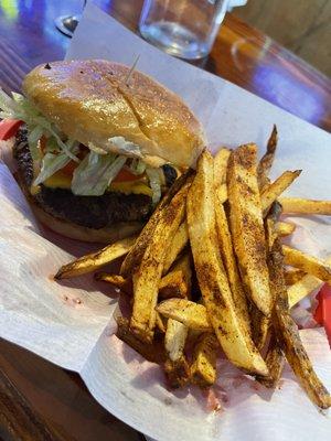 Cheeseburger and fries