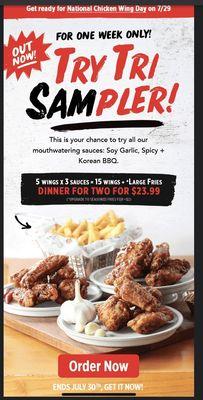 National chicken wing day 2023 - one week offer from July 24-30