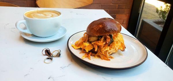 Latte & Breakfast sando. you know it's going to be good when you have to take off your rings to eat!!