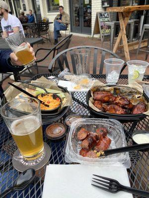 Wings N Sausage platter from the smoke jack desk inside of Currahee