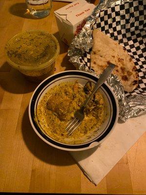 Chicken Mushroom Korma and Plain Naan