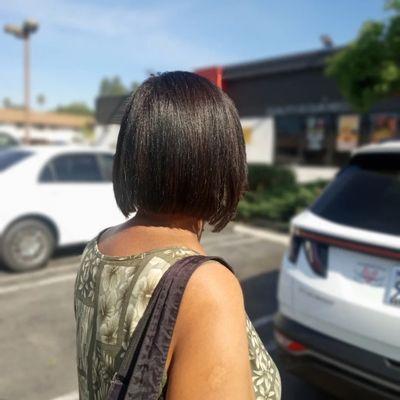 11/2024 - Hair color retouched, shampoeed, blow dried, and flat ironed. Hair looks straight with hair with over 2 inches of new growth!!!