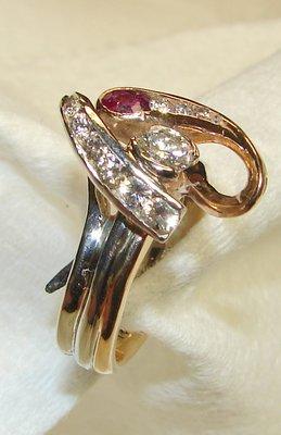 custom designed and created ruby and diamond ring