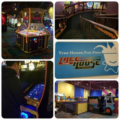 2 floors of games. Buy card for $1 & reload. Games are.50 cents to $1.50  Win tickets electronically and redeem for prizes