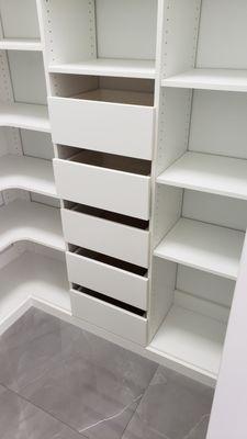 Pantry shelving unit. walk in pantry.