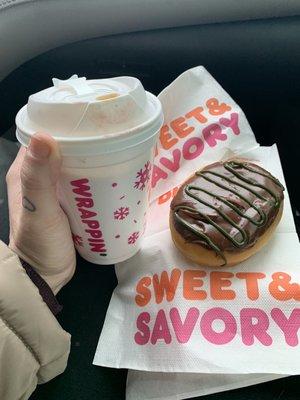 Boston cream donut & hot French vanilla coffee.