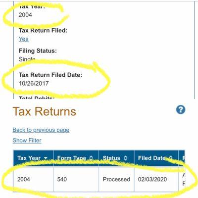 3 yrs they claim I did not file a return, even the website shows it was filed