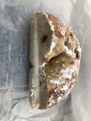 French toast bagel with cream cheese.