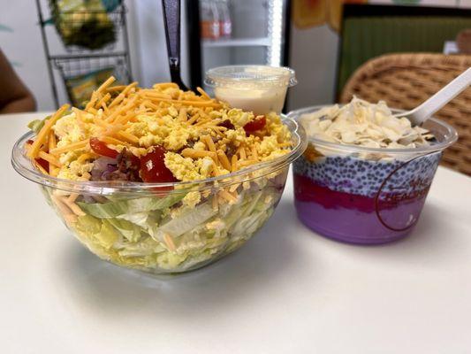 Cobb Salad and Açaí Bowl