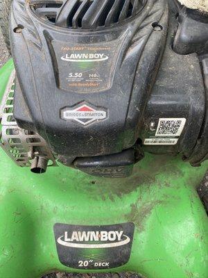 My lawnmower that was missing it's gas cap