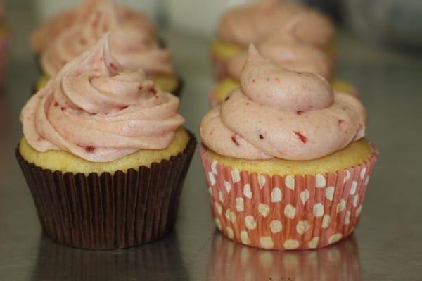 Strawberry and Champagne! Filled with Strawberry frosting too. Yum!