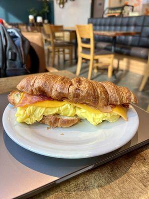 Bacon, Egg & Cheese Croissant Breakfast Sandwich $7.25 + $.50 egg supplement charge