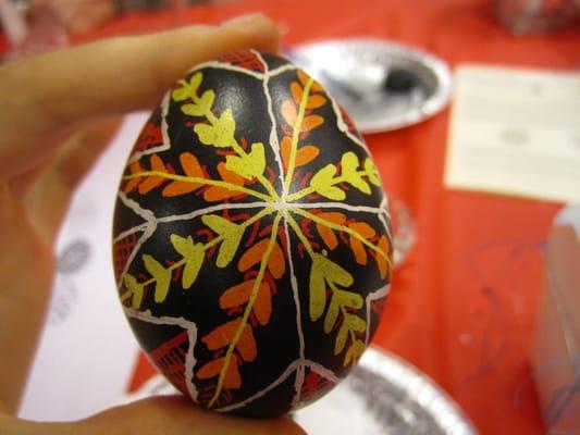 My pysanka! We made these traditional Easter eggs with wax at the workshop offered by the museum.