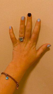 Like my instead of a bling finger I have a "fuck around and find out" accent finger?! Best manicure ever ‍