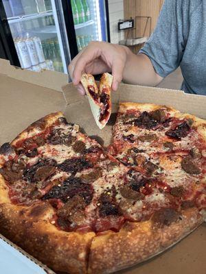 All meat vegan pizza