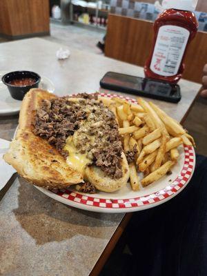 Philly cheese steak and fries