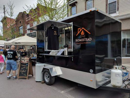 Our food trailer setup at a street festival.