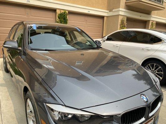 2017 BMW 328i windshield replacement with rain sensor in Irvine Spectrum