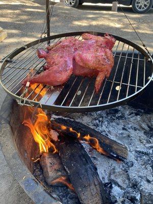 Char-siu chicken over white oak