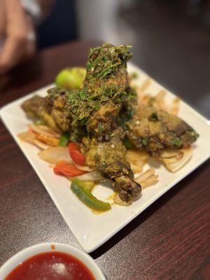 7. Chicken Pakora or 16. Masala Wings