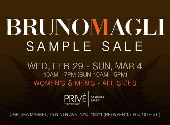 BRUNO MAGLI, the legendary Italian footwear company, is hosting a sample sale featuring women's and men's shoes, handbags.