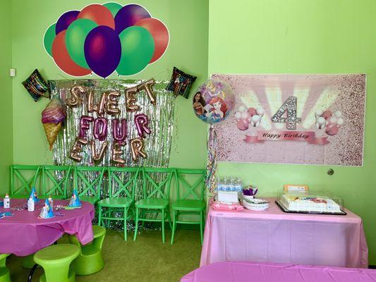 The private party room decorated so cute