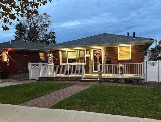 White aluminum railings installed.  Very good job we love them.  Everyone that sees them loves them.