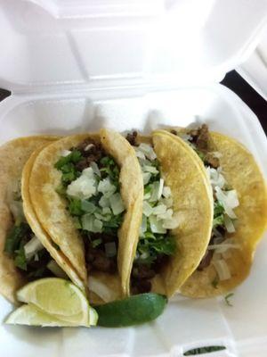 4 Street tacos that are Carne asada