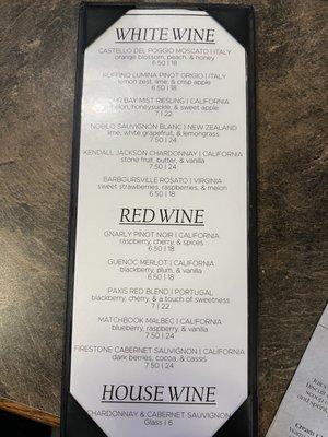 Drink menu