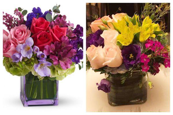 Left: "Exquisite Beauty" as advertised on the website, Right: how it actually turned out. Mother-in-law loved it!