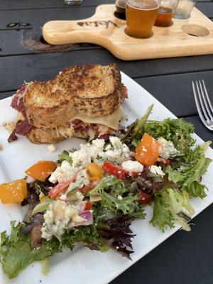 Half an elk reuben, greek salad, and a beer tasting.