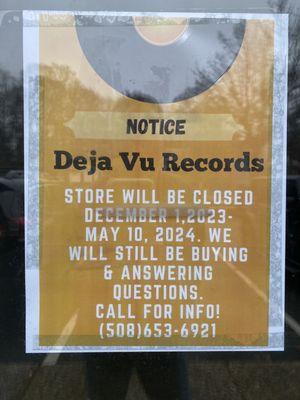 Store notice regarding temporary closure