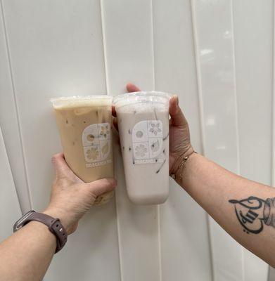 Taro milk tea and Black milk, tea!