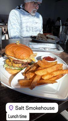 K-pop burger with fries