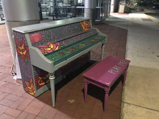 Piano outside the library entrance