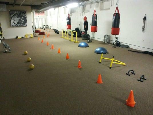 This is our Saturday boot camp obstacle course.