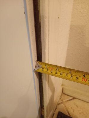 gap after door install and I was told by Nick to caulk it myself