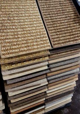 Selection of natural fiber carpet and rugs.