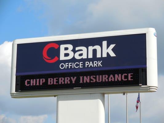 Outdoor sign of agency at CBank Office Park.