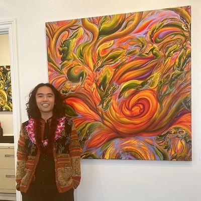 Cyan Garma, Waipiahu-based artist, during his exhibition opening.